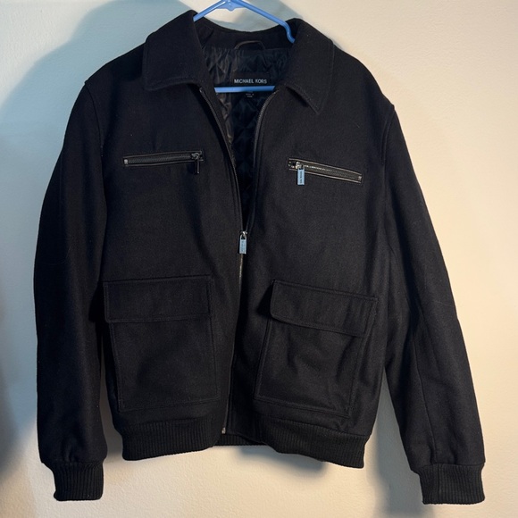 Michael Kors Black Wool Zip-Up Jacket - Picture 1 of 1